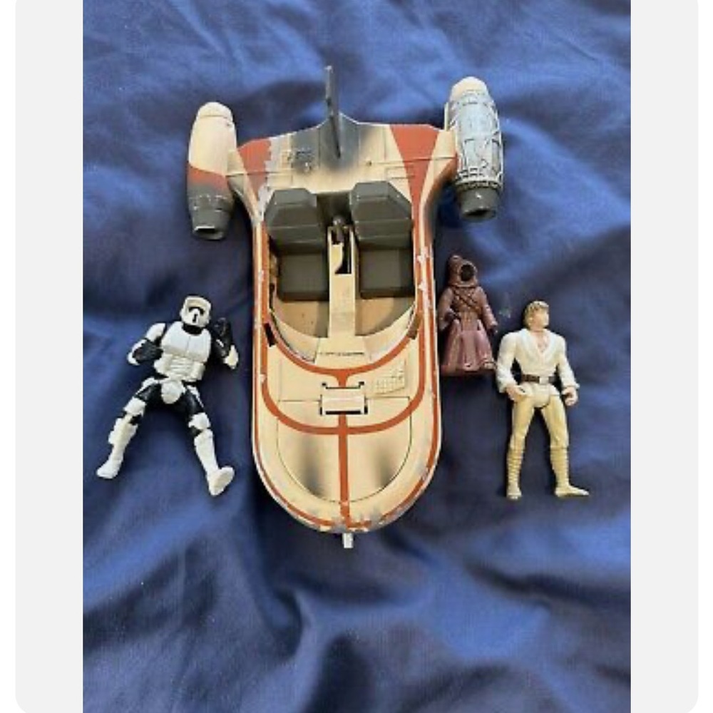 1995 Tonka Star Wars Land Speeder Retractable Wheels Plus Figures